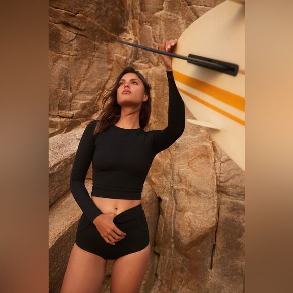 Seea Other - Seea Palomar Crop Top Rash Guard Black